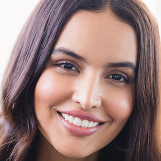 Pretty brunette woman smiling